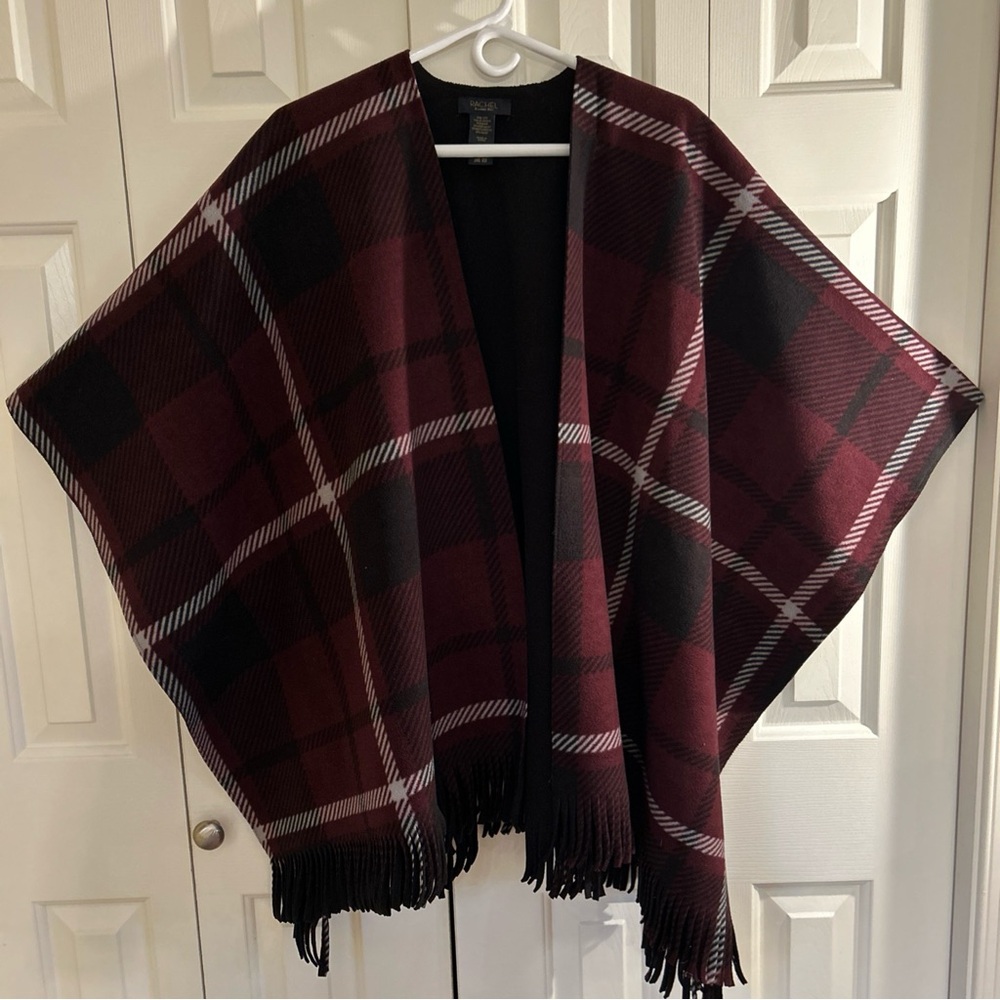 RACHEL Rachel Roy Women’s Poncho Quick Wrap Thick Fleece Fringe Hem